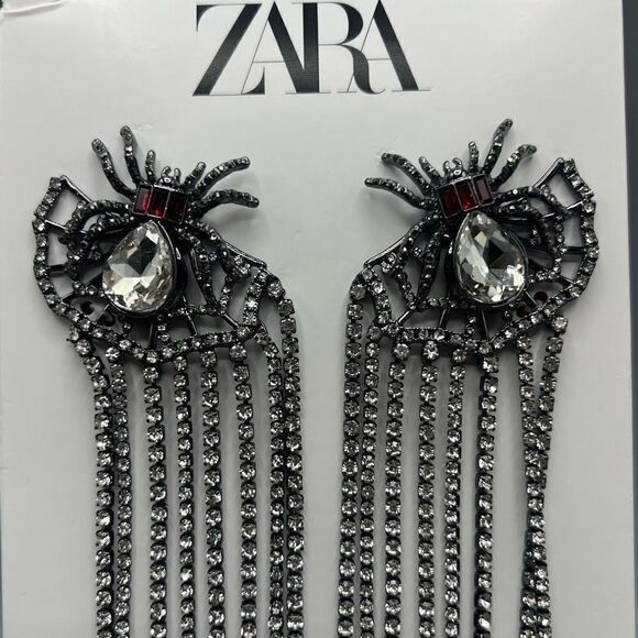 Zara Spider Rhinestone Drop Earrings - Picture 4 of 6